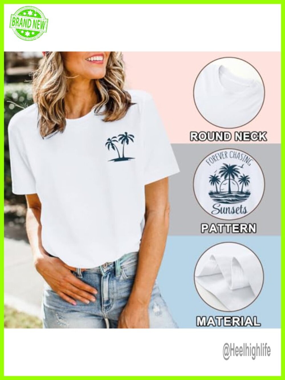 Forever Ch Sunsets T-Shirt Womens Hawaiian Beach Tropical Tee - Picture 5 of 6